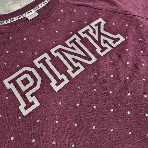 Victoria's Secret PINK Cute Purple Bling Embellished Sweatshirt Size L - Picture 3 of 8